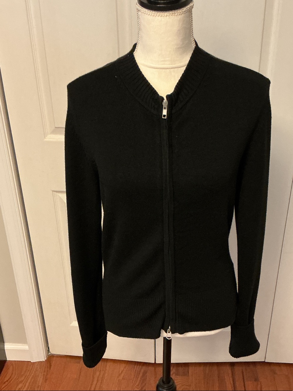 French Connection Black Zip-Up Knit Cardigan